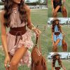 Spring/Summer Floral Chiffon Ruffle Sleeveless Skirt Set