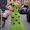 Summer Stylish Black Polka Dot Knit Fringe Maxi Dress