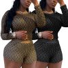 Coin Print Long Sleeve Top Shorts  Trendy Two-Piece Set