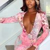 Women's Sexy Multi-Color Leopard Print Deep V Long-Sleeve Bodycon Mini Dress