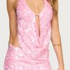 Sequin Low Back Tie Halter Neck Fitted Bodycon Skirt Set
