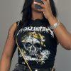 Women Summer American Print Tank Top