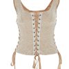 Lace Patchwork Square Neck Tie-Up Cropped Bustier Top