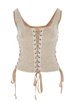 Lace Patchwork Square Neck Tie-Up Cropped Bustier Top