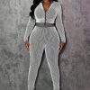 Fashion Casual Sportswear Set Women's Long-Sleeve Zip-Up Slim Fit Two-Piece Pants Set