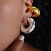 Geometric Shiny Gold-Plated Clip-On Earrings