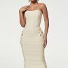 Fashionable Side-Zip Pocket Strapless Bodycon Long Dress
