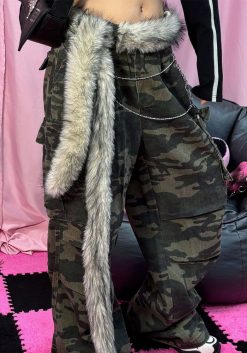 Faux Fur Y2K Winter Waist Belt Punk Hip-Hop Dance Accessory
