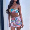 Beach Holiday Multi-Color Sleeveless Top & Mini Skirt Set