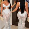 Women Sexy Suspender V-Neck Lace See-Through Bodycon Dress